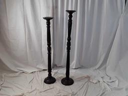 PAIR OF WOOD CANDLE STICK