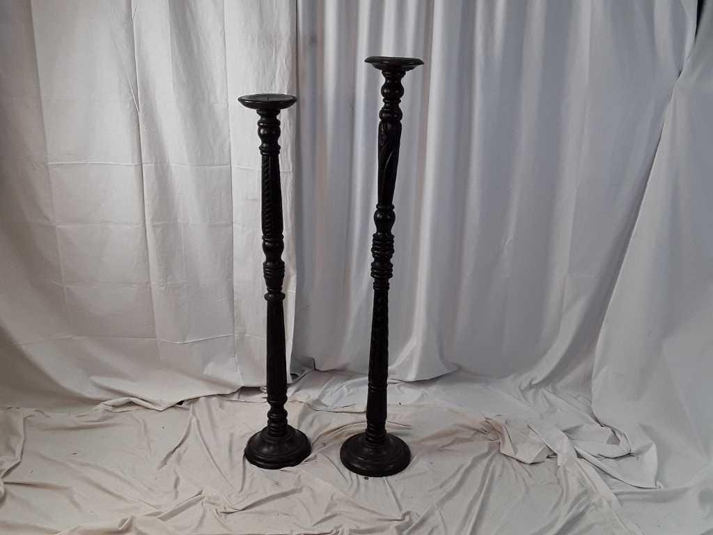 PAIR OF WOOD CANDLE STICK
