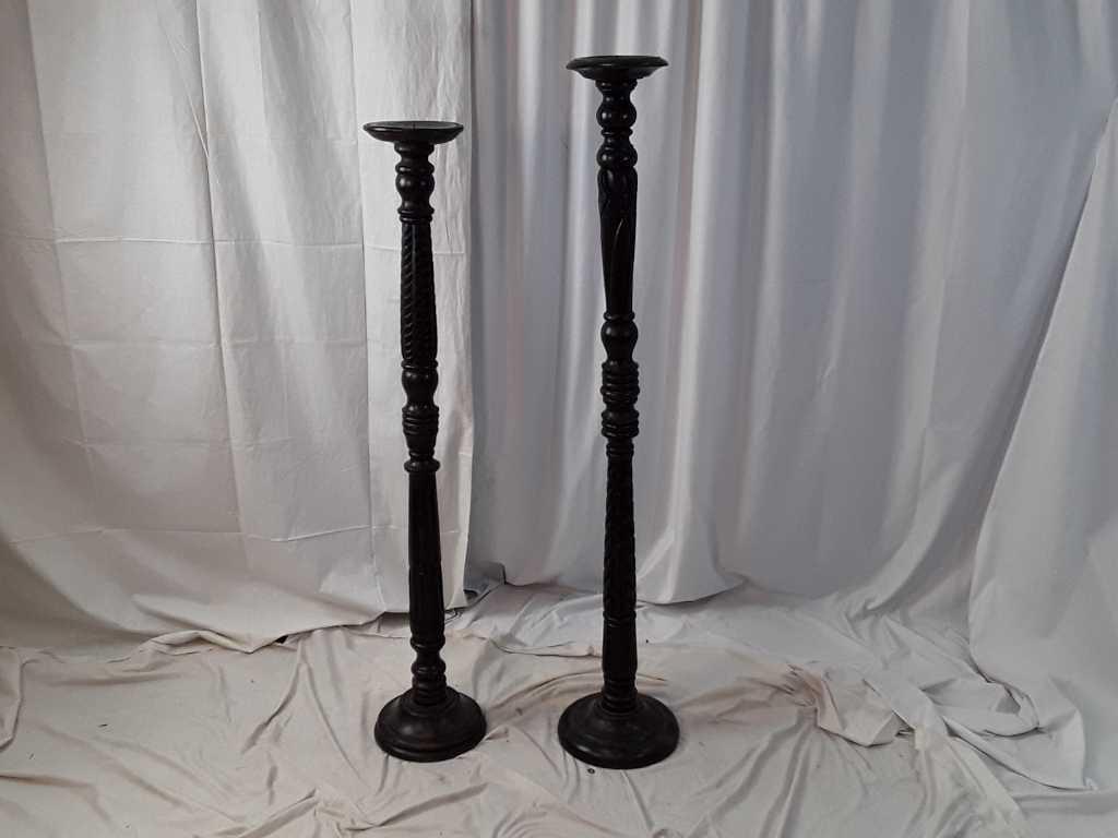 PAIR OF WOOD CANDLE STICK