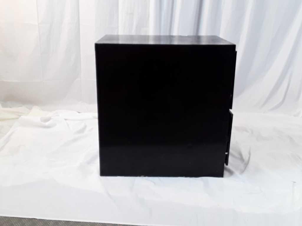 2-DRAWER BLACK FILING CABINET.