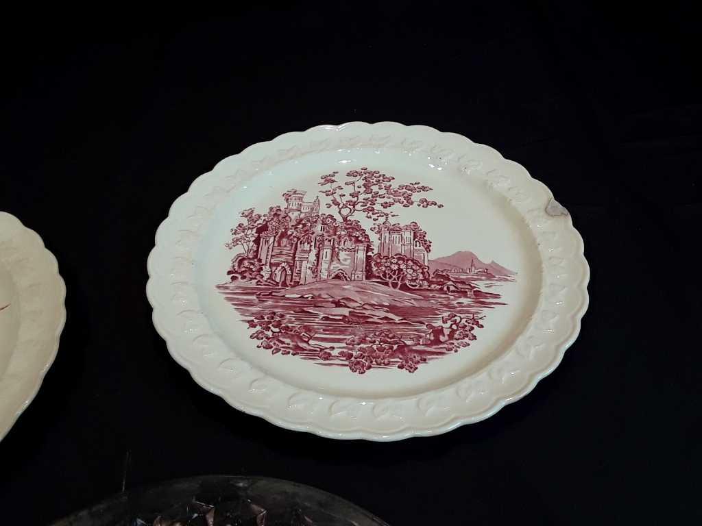 Pink Glass Plate, 2-Taylor Smith USA Plates