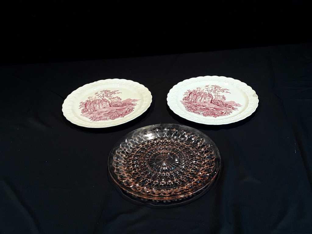 Pink Glass Plate, 2-Taylor Smith USA Plates