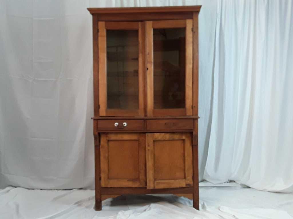 VINTAGE KITCHEN CABINET W/ GLASS PANELS