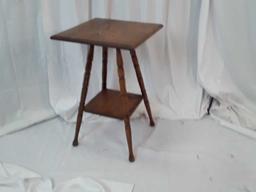 Antique Wood Square Top Parlor Table