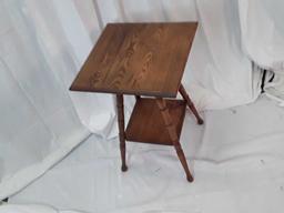 Antique Wood Square Top Parlor Table