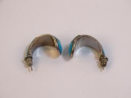Sterling Turquoise Half Hoop Earrings, 6g (0.2oz)