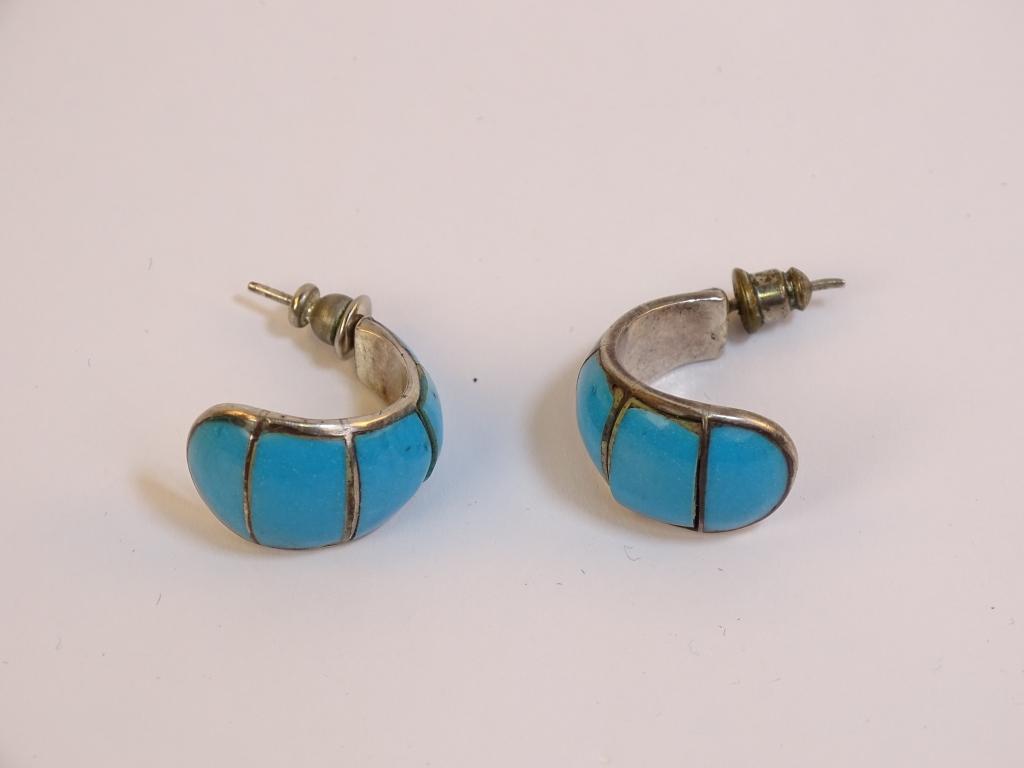 Sterling Turquoise Half Hoop Earrings, 6g (0.2oz)