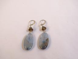 Sterling Blue-Copper Stone Drop Earrings