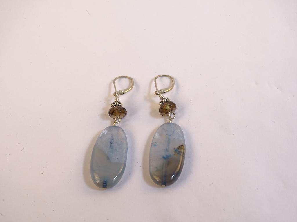 Sterling Blue-Copper Stone Drop Earrings