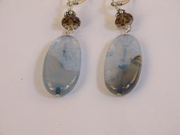 Sterling Blue-Copper Stone Drop Earrings