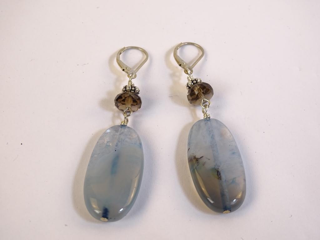 Sterling Blue-Copper Stone Drop Earrings