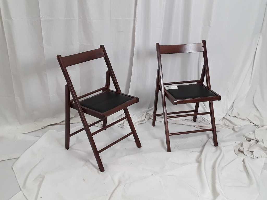2 SMALL WOOD & FAUX LEATHER FOLDING CHAIRS