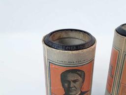 5 ANTIQUE EDISON RECORD CYLINDER W/RECORDS