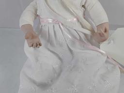 PORCELAIN BABY DOLL IN WHITE DRESS