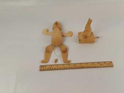 2 WOODEN HAND CARVED RUSSIAN TOYS