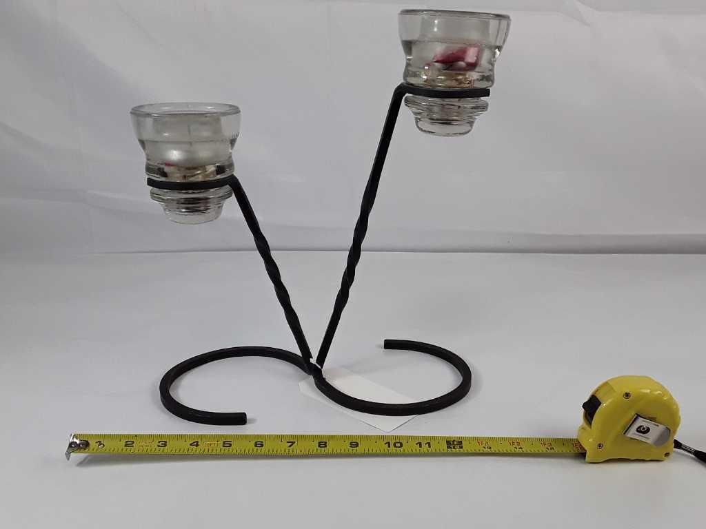 IRON & GLASS TELEPHONE INSULATORS CANDLE HOLDER