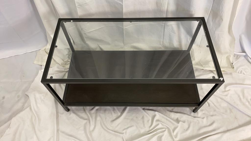 Glass Metal and Wood Coffee Table