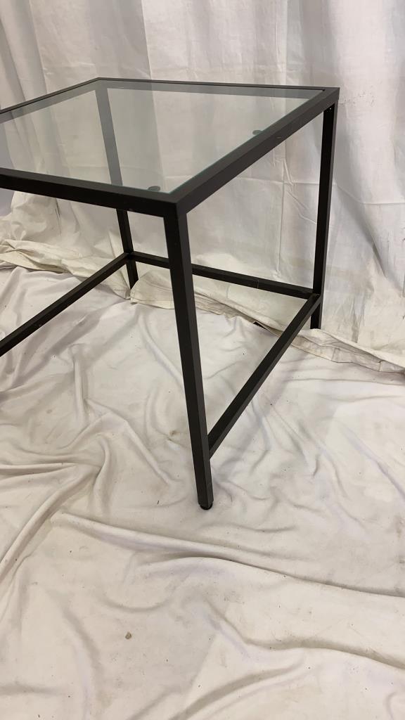 Glass Metal and Wood End Table