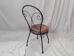 BLACK METAL WIRE CHAIR W/ MULTICOLOR CUSHION