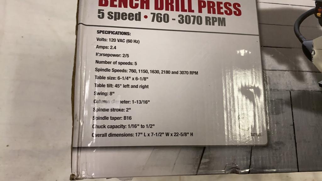 Bench Drill Press New In Box