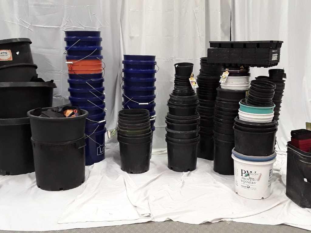 75+ MISC. PLANTING POTS/BUCKETS/LARGE TUBS