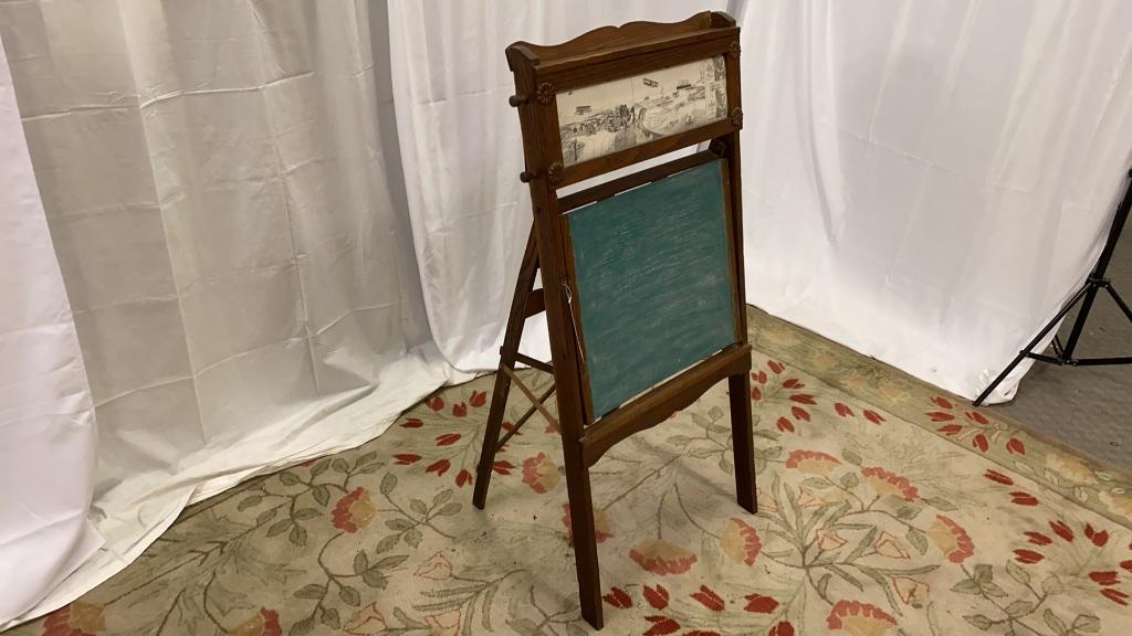 1903 CHILD'S EDUCATIONAL CHALKBOARD  SCROLLING TOP