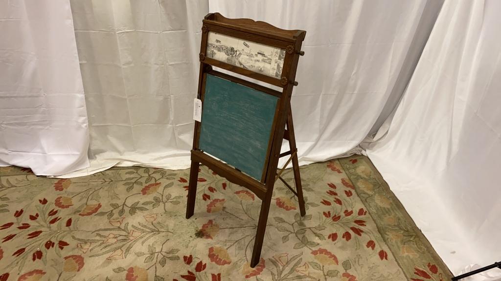 1903 CHILD'S EDUCATIONAL CHALKBOARD  SCROLLING TOP