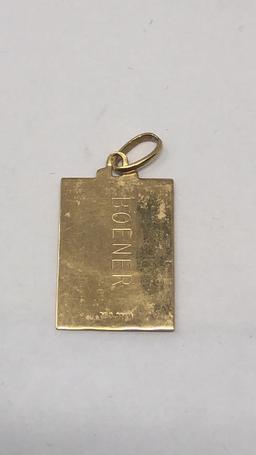 18K YELLOW GOLD SQAURE PENDANT 2G