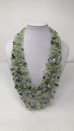 GREEN MULTI-STRAND STONE NECKLACE & BRACELET