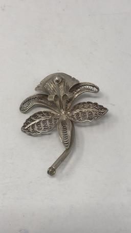 STERLING SILVER FLOWER LAPEL PIN 13G