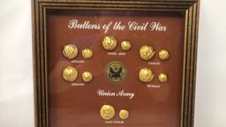 FRAMED BUTTONS OF THE CIVIL WAR / REPLICA