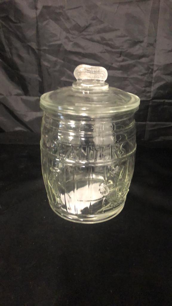 PLANTER PEANUTS GLASS COOKIE JAR