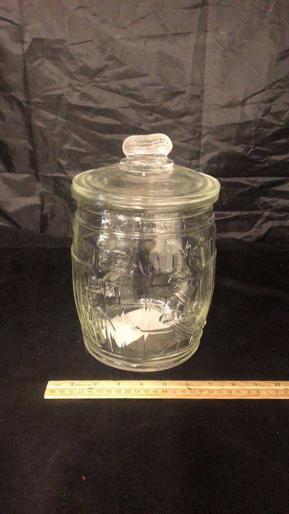 PLANTER PEANUTS GLASS COOKIE JAR