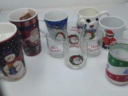 CHRISTMAS GLASSES AND MUGS IN TOTE