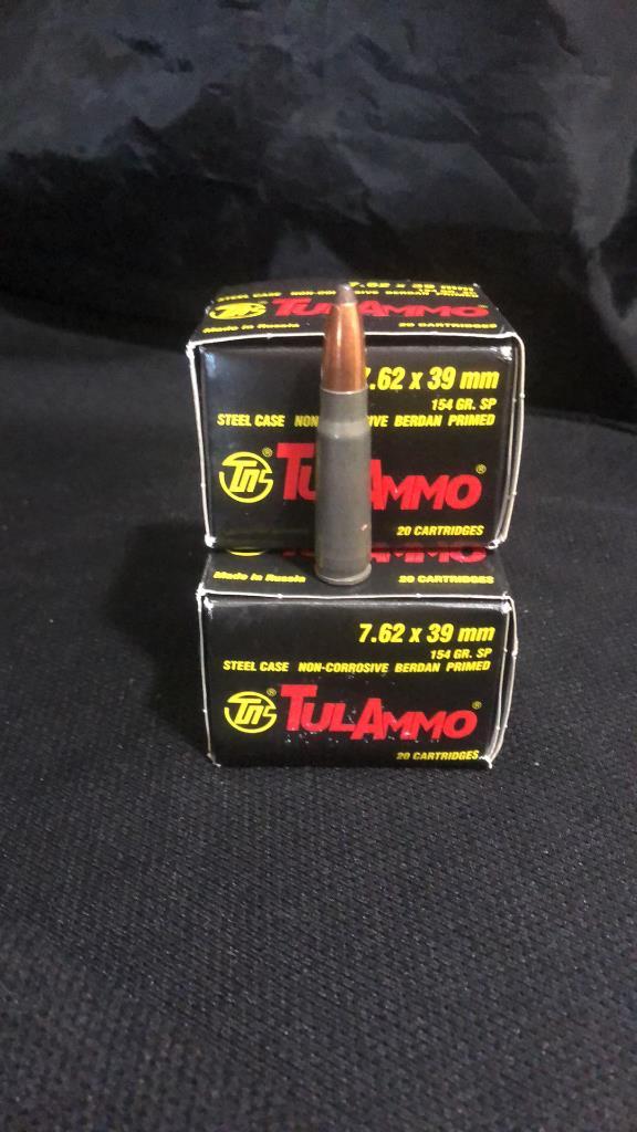 2 BOXES OF TULAMMO 7.62X39MM AMMO.