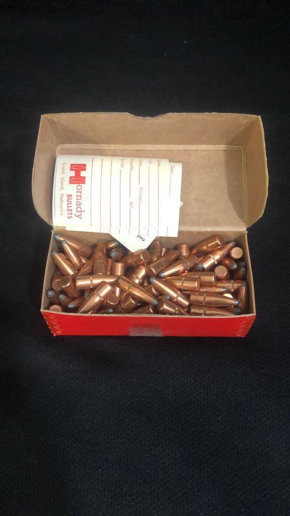 1 BOX OF HORNADY 30 CAL BULLETS.