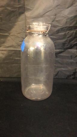 THREE LARGE GLASS MILK JARS