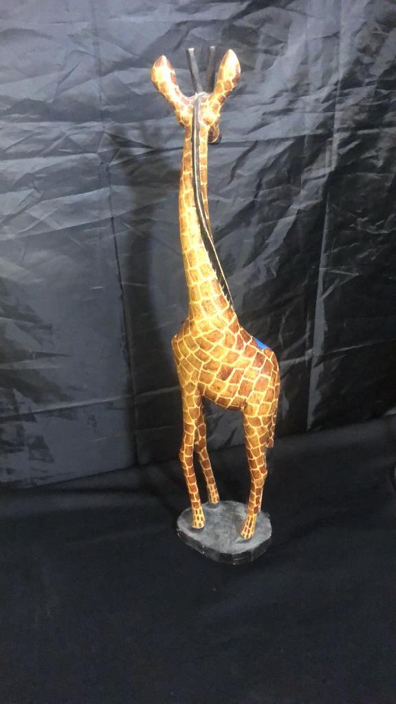 PAIR OF WOODEN GIRAFFE DECOR