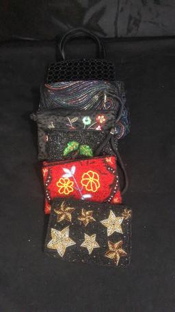 6 BEADED PURSES