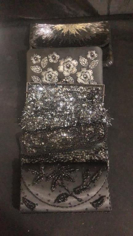 5 BLACK PARTY BEADED CLUTCHES