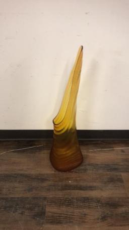 LG MID CENTURY LE SMITH AMBER SWUNG VASE