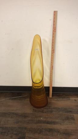 LG MID CENTURY LE SMITH AMBER SWUNG VASE