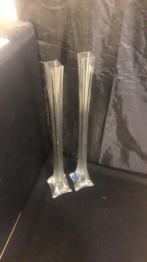 PAIR OF TALL GLASS VASES