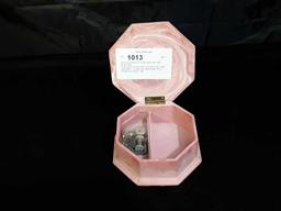 GENUINE INCOLAY STONE BOX AND PINK MUSIC BOX