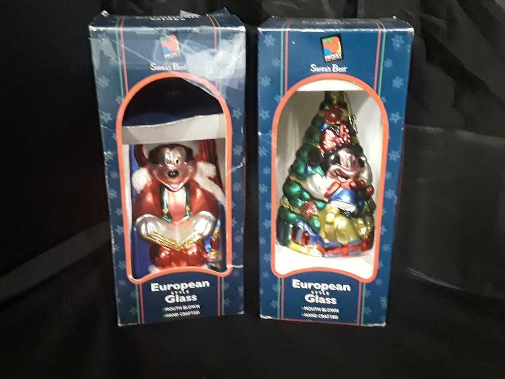 2 DISNEY EUROPEAN STYLE GLASS ORNAMENTS.