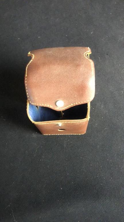 FIVE VINTAGE LEATHER STANDING CAMERA CASES