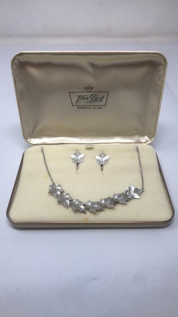 VAN DELL STERLING SILVER LEAF NECKLACE AND EARRING