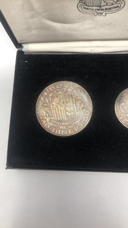 1965 ANDORRA SILVER 2 COIN SET.