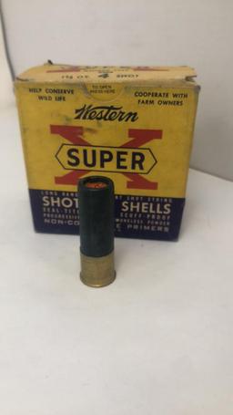 VINTAGE BOX OF WESTERN SUPER X 12GA SHOTGUN SHELLS