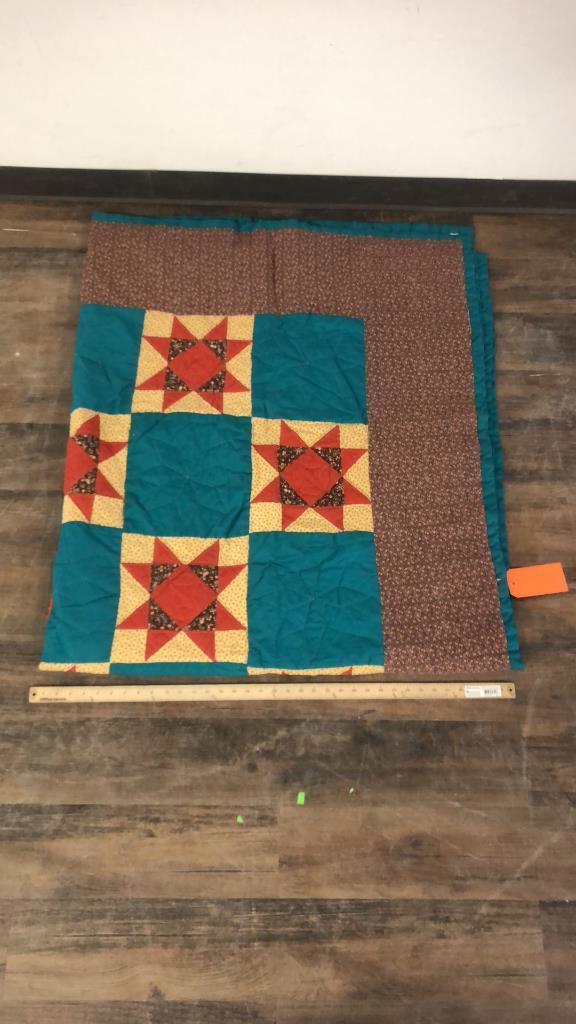 HAND MADE QUILT WITH DOUBLE SAWTOOTH STAR BLOCKS